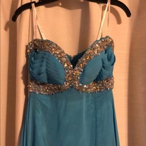NIGHT MOVES Blue Jewel Prom Dress Size 2